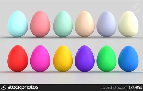 Set of Easter eggs colorful, pastel, on a white background. With Path
