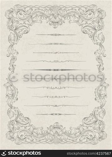 Set of elements for abstract certificate design, vector eps10