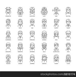 Set of Emotion 2 thin line icons for any web and app project.