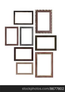 Set of empty picture frames with free space inside, isolated on white background. Set of empty picture frames with free space inside, isolated on white