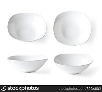 set of empty white plate on the white background