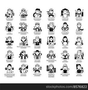 Set of Engineering (women) thin line icons for any web and app project.