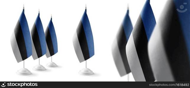 Set of Estonia national flags on a white background.. Set of Estonia national flags on a white background