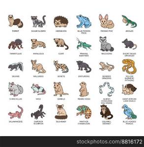 Set of Exotic pets thin line icons for any web and app project.