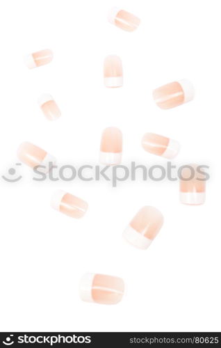 set of false nails on a white background