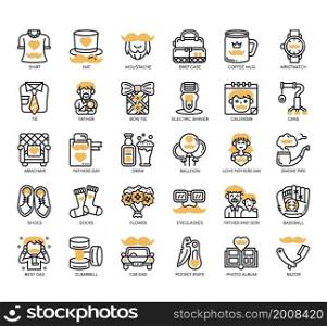 Set of Fathers Day thin line icons for any web and app project.