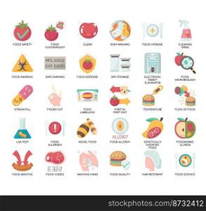 Set of Food Safety thin line icons for any web and app project.