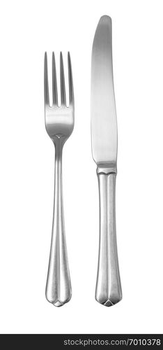 Set of fork, knife isolated on white clipping path