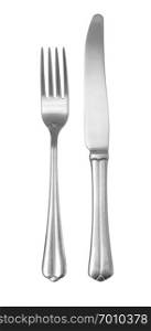 Set of fork, knife isolated on white clipping path