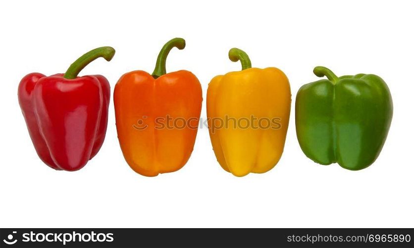 Set of four color sweet peppers