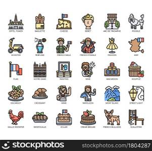 Set of France Symbol thin line and pixel perfect icons for any web and app project.