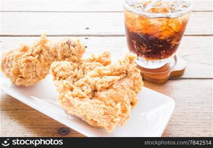 Set of fried chicken with cola drink, stock photo
