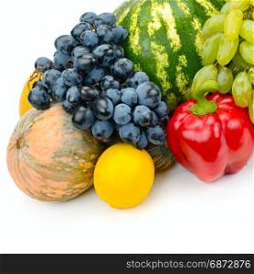 set of fruit and vegetable isolated on white background