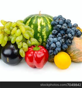 set of fruit and vegetable isolated on white background