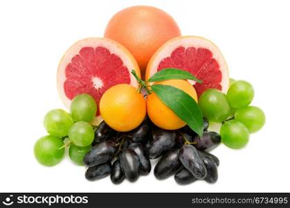 set of fruits and berries isolated on a white background