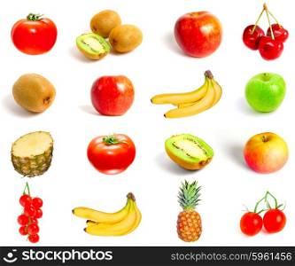 Set of fruits and vegetables isolated