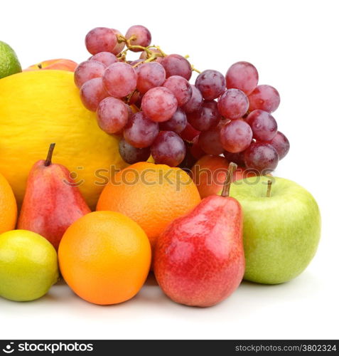 set of fruits isolated on white background