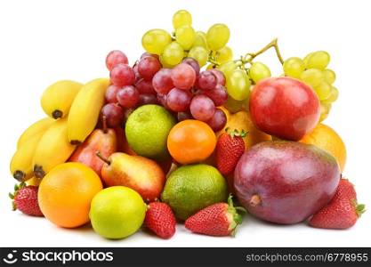 set of fruits isolated on white background
