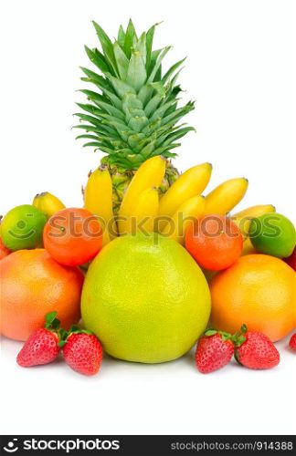 Set of fruits isolated on white background. Healthy food.