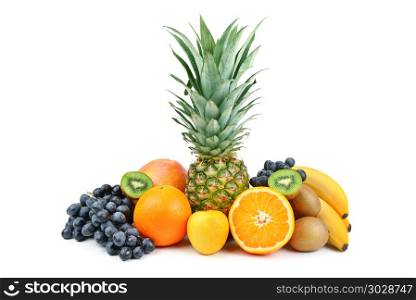 Set of fruits isolated on white background.. Set of fruits isolated on white background. Healthy food.