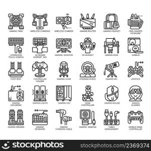 Set of Gaming accessories thin line icons for any web and app project.