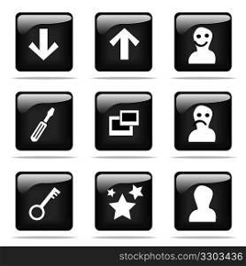 Set of glossy buttons with icons