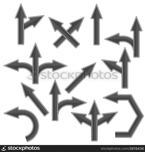 Set of Grey Arrows Isolated on White Background. Grey Arrows