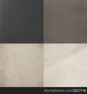 Set of grey leather samples, texture background.