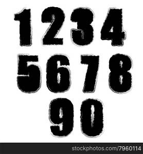 Set of Grunge Numbers Isolated on White Background. Set of Grunge Numbers