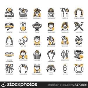 Set of Hair Accessories thin line icons for any web and app project.