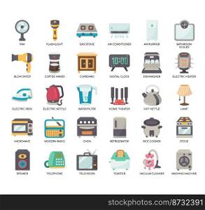 Set of Home Appliances  thin line icons for any web and app project.