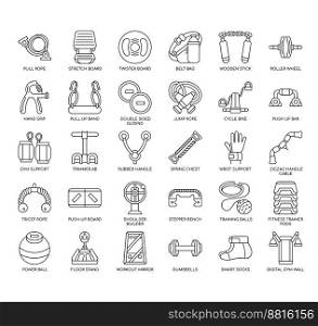 Set of Home Gym Accessories thin line icons for any web and app project.