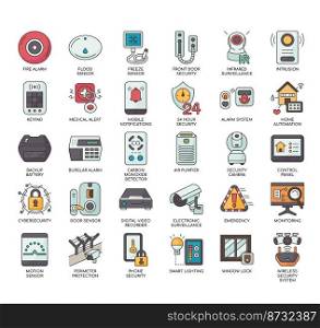 Set of Home Security thin line icons for any web and app project.