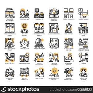 Set of Hotel Facilities&Guest Service thin line icons for any web and app project.