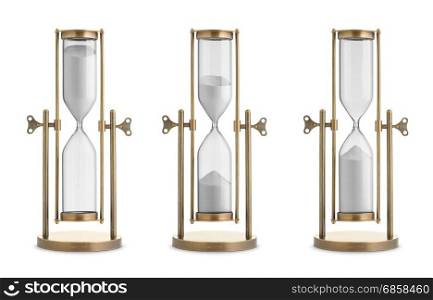 Set of hourglasses isolated on white background