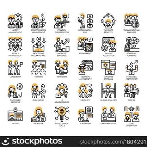 Set of Human Resources thin line and pixel perfect icons for any web and app project.