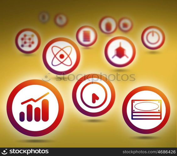 Set of icons. Interface design with icons collection on color background