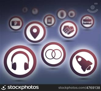 Set of icons. Interface design with icons collection on color background