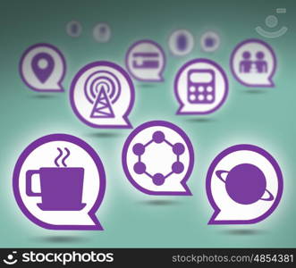 Set of icons. Interface design with icons collection on color background