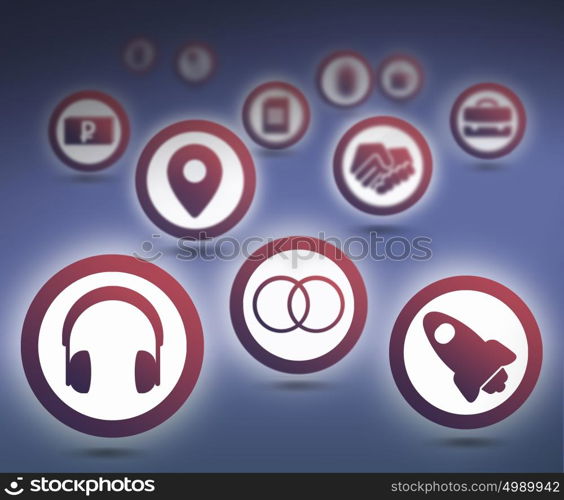 Set of icons. Interface design with icons collection on color background