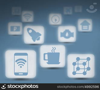 Set of icons. Interface design with icons collection on color background