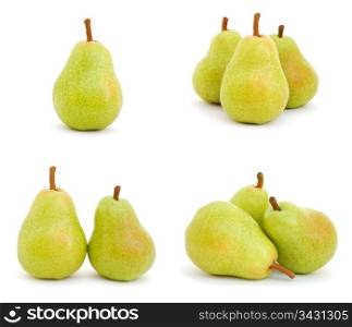 Set of images with pears isolated on white background. Pears