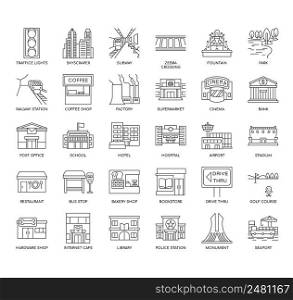 Set of In the city thin line icons for any web and app project.