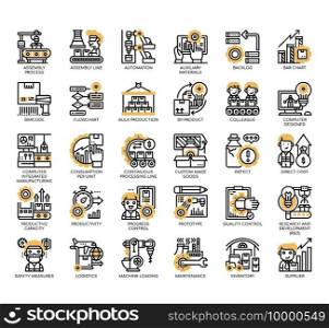 Set of Industrial Process thin line and pixel perfect icons for any web and app project.