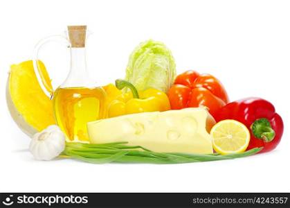 set of ingredients and spice isolated on white background