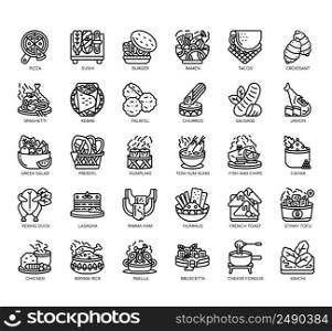Set of International Cuisine thin line icons for any web and app project.