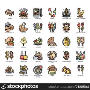 Set of Japanese Festival Food thin line icons for any web and app project.