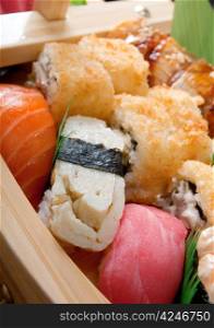 set of japanese sushi. traditional japanese food