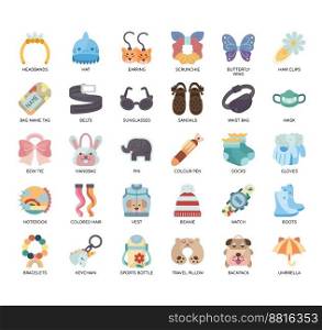 Set of Kids Accessories thin line icons for any web and app project.