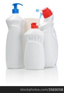 set of kitchen bottles with towel